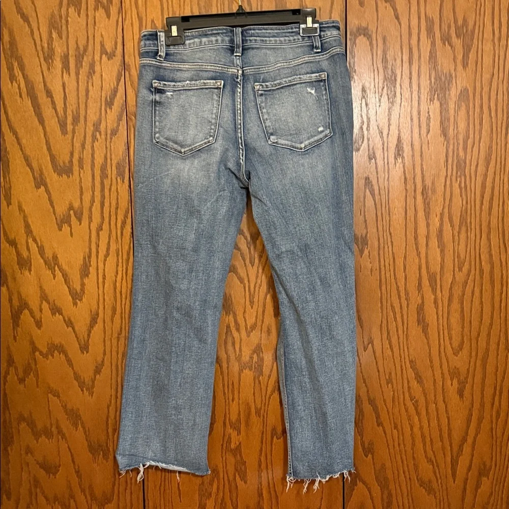 Flying Monkey Mid Rise Cropped Jeans Size 31 Distressed Raw Hem